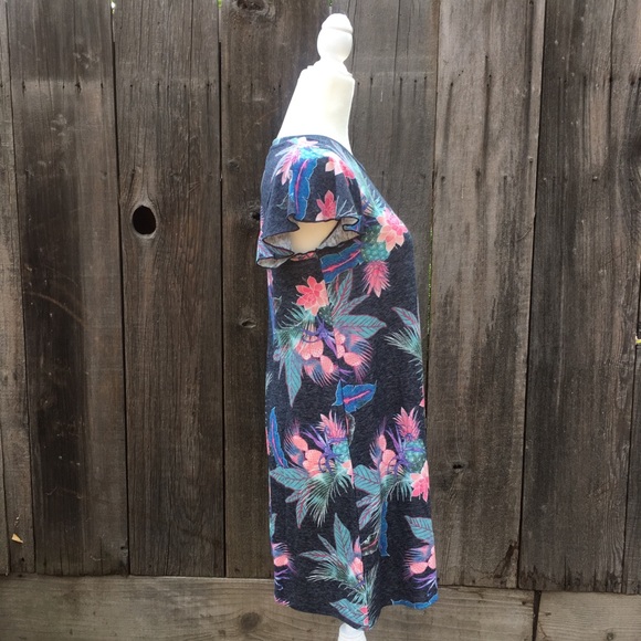 Gap basic palm grey pink short sleeve mini dress - Picture 2 of 4